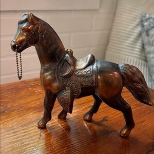 Bronze Horse Figurine with Saddle